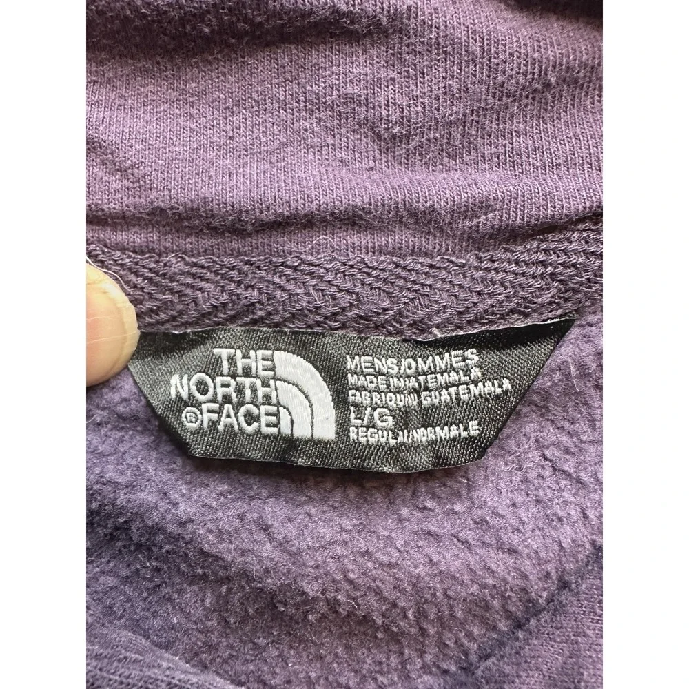 The North Face Hoodie Mens Large Purple Pullover Fleece Patch Logo Outdoor A3KA8
